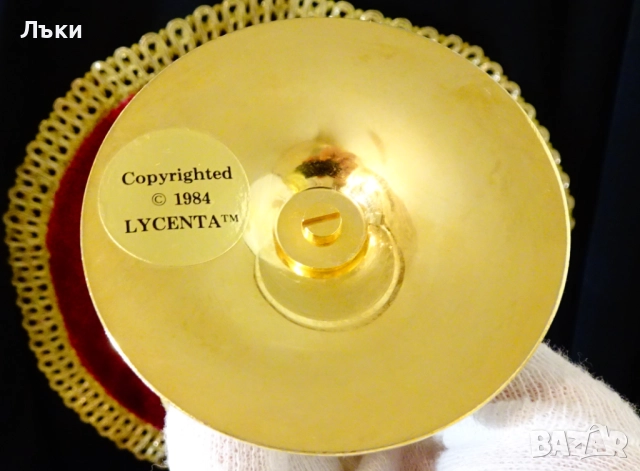 Позлатен свещник с кристали Lycenta,Sweden. , снимка 10 - Антикварни и старинни предмети - 52900360