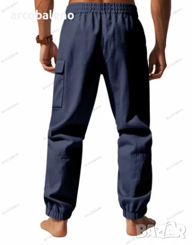 Мъжки ленени ежедневни спортни панталони с маншети и с множество джобове, 4цвята , снимка 8 - Панталони - 50677986