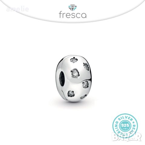 Талисман Fresca по модел тип Пандора сребро проба 925 Pandora Sparkling Leaves. Колекция Amélie, снимка 1 - Гривни - 30563802