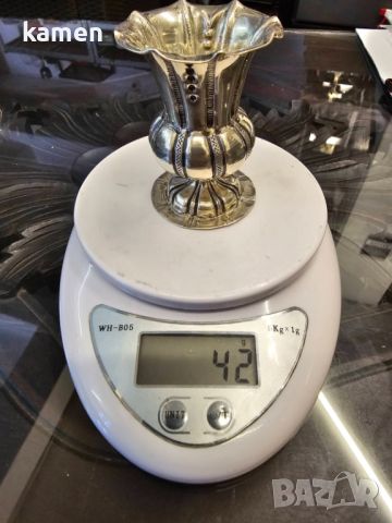 Сребърна кована вазичка, снимка 5 - Антикварни и старинни предмети - 46275051