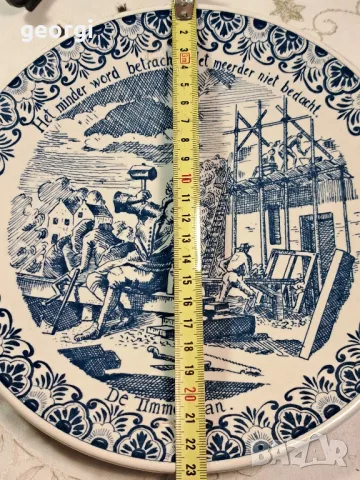 холандска декоративна порцеланова чиния Delft  7/5, снимка 4 - Декорация за дома - 49867883