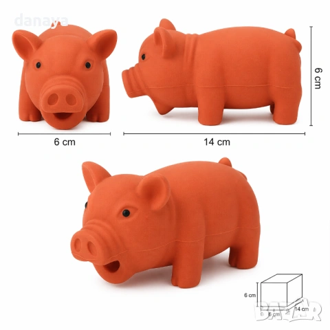 6589 Прасенце играчка за куче – гумена играчка със звук и грухтене 14 см, снимка 6 - За кучета - 54215652