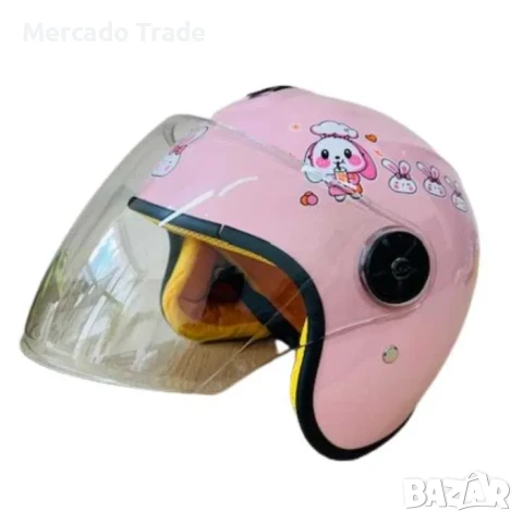 Детска каска за мотор Mercado Trade, За скутер, XS размер, Сив и розов, снимка 11 - Аксесоари и консумативи - 51282566
