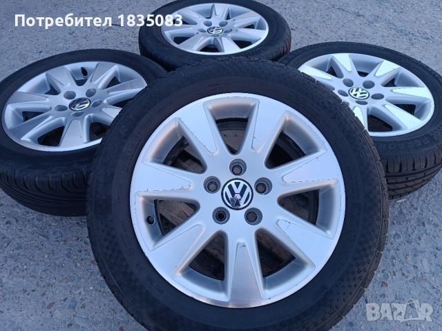 Лети джанти 16ки 5х112 VW + летни гуми 215/55/16 Sportiva/Uniroyal, снимка 1 - Гуми и джанти - 46524631