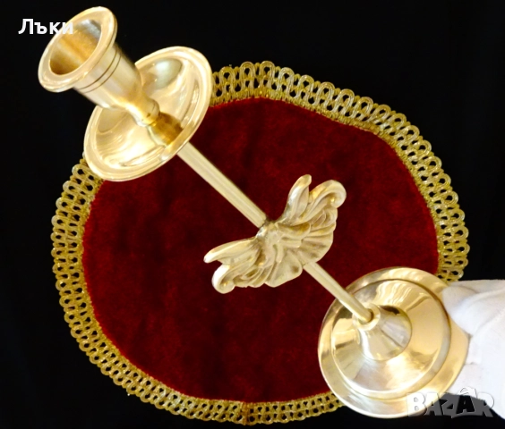 Бронзов свещник с барокова декорация,висок. , снимка 4 - Антикварни и старинни предмети - 51711033