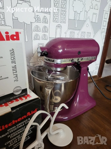 Планетарен миксер KitchenAid Artisan 5KSM150 с месомелачка комплект, снимка 15 - Миксери - 53229328