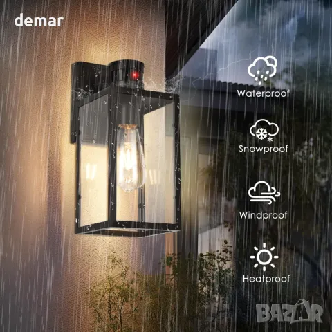 QCXWCJWD Външно стенно осветление със сензор за движение, стенен фенер със сензор, водоустойчив, снимка 4 - Външни лампи - 49885868