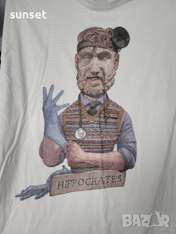 Бяла мъжка тениска за медици,доктори, -HIPPOCRATES-  XL, снимка 7 - Тениски - 45670455