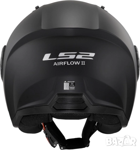 Мото Каска LS2 Open Faced Motorcycle Helmet Airflow II ECE 22.06 L Размер SOLID GLOSS BLACK-06 Черна, снимка 3 - Спортна екипировка - 52042139