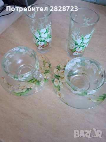 сервиз за кафе-чай и чаши за безалкохолно, снимка 3 - Сервизи - 54113836