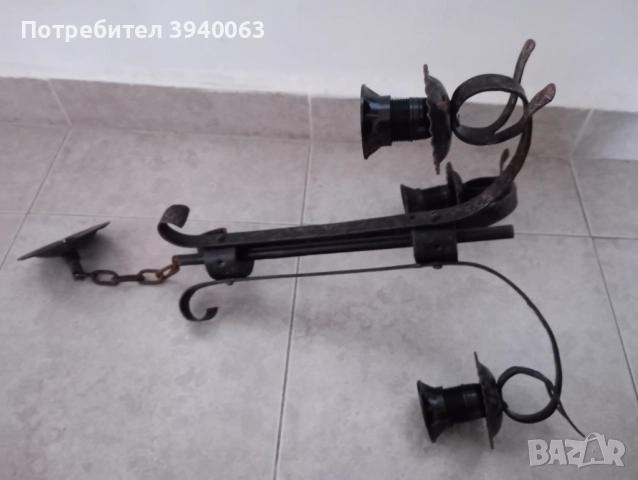 Стар полюлей от ковано желязо троен колекция, снимка 7 - Антикварни и старинни предмети - 50646181