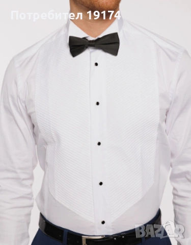 Мъжка риза за смокинг с черни копчета MONNI Milano Лукс, снимка 4 - Ризи - 53815857