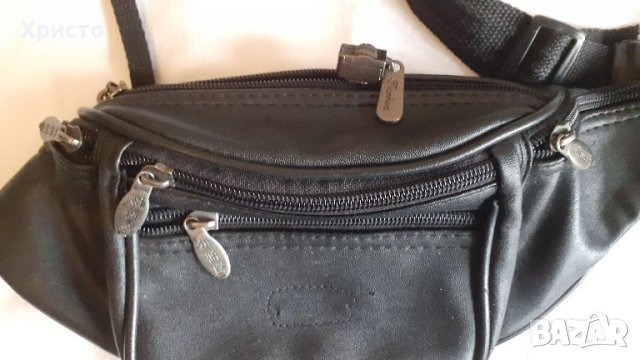 чанта за кръст естествена кожа, черна, тип паласка, снимка 2 - Чанти - 46269571