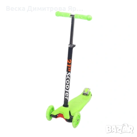 Детска сгъваема тротинетка 21st Scooter със светещи силиконови колела, Зелена, снимка 6 - Детски велосипеди, триколки и коли - 54013815
