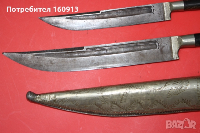 Сет 2 османски ножчета с оригинална двойна кания ., снимка 5 - Антикварни и старинни предмети - 51626675