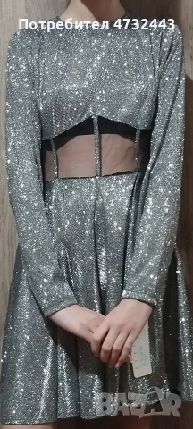 Сребриста рокля , снимка 7 - Рокли - 53434894