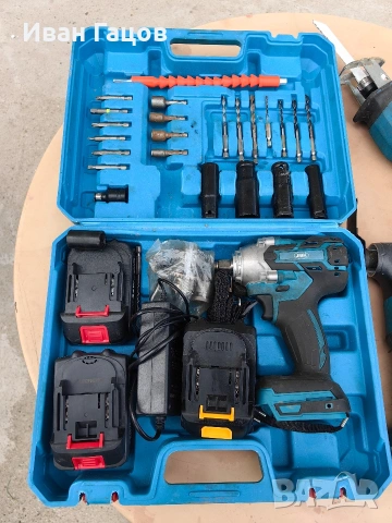 комплект Машини Гайковерт, резачка, Мулти шлайф и саблен трион 3 батерии , снимка 2 - Други инструменти - 54191850