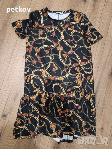 Рокля Zara, S, принт с катарами и вериги, снимка 3 - Рокли - 52666825