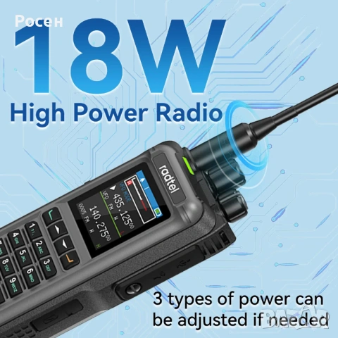 Radtel RT-817A – 18W мощна VHF/UHF радиостанция, НОВА, снимка 2 - Друга електроника - 53114275