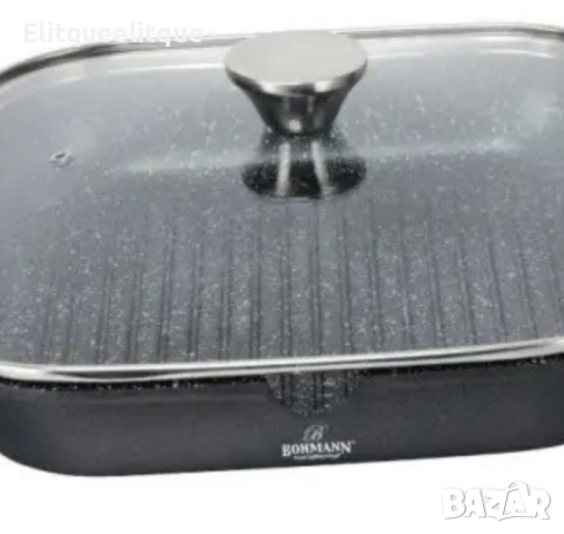 Тиган грил с капак Bohmann, 28х28х5.5см., Лят алуминий, Подвижна дръжка, Индукция, снимка 5 - Съдове за готвене - 52393815