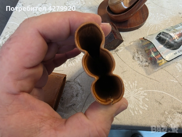 Лули ретро със стойка и кожен калъф за пури, снимка 5 - Антикварни и старинни предмети - 52987665