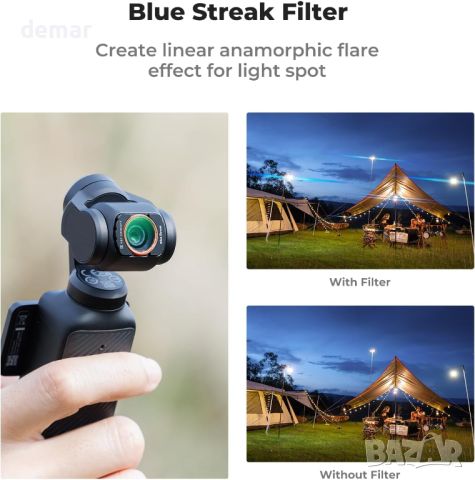 K&F Concept Blue Streak Filter за DJI Osmo Pocket 3, филтър с магнитен ефект, снимка 5 - Чанти, стативи, аксесоари - 45286795