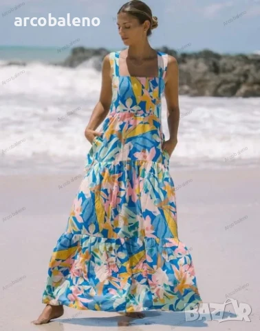 Дамска свободна рокля с презрамки с флорален принт, 5цвята , снимка 12 - Рокли - 50520960