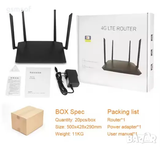 4G WIFi рутер със слот за сим карта, 2.4gHZ, WAN/LAN/VPN - 4 антени, снимка 4 - Рутери - 47712996