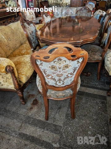Бароков трапезен комплект маса с шест стола , снимка 6 - Маси - 52814578