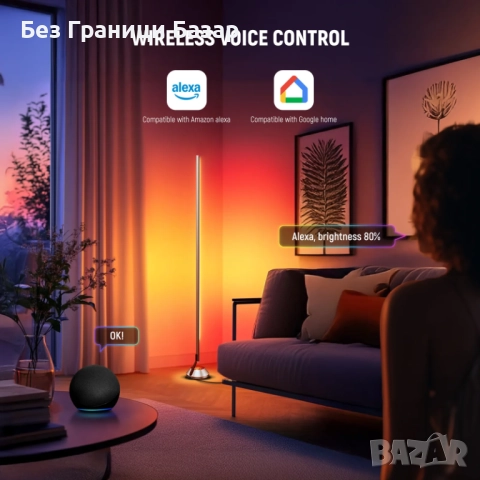 Нова Neewer NF01 AI RGBW подова лампа 16M цвята Bluetooth управление, снимка 4 - Други - 52154605