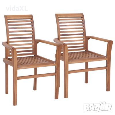 vidaXL Сгъваеми трапезни столове 2 бр масивно тиково дърво（SKU:44664