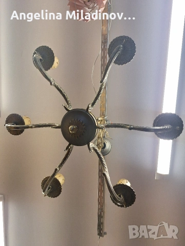 Винтидж голям полилей месинг , снимка 4 - Полилеи - 53822857