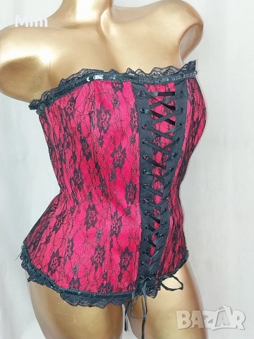 Червен дантелен корсет с черна дантела , снимка 3 - Корсети, бюстиета, топове - 52270210