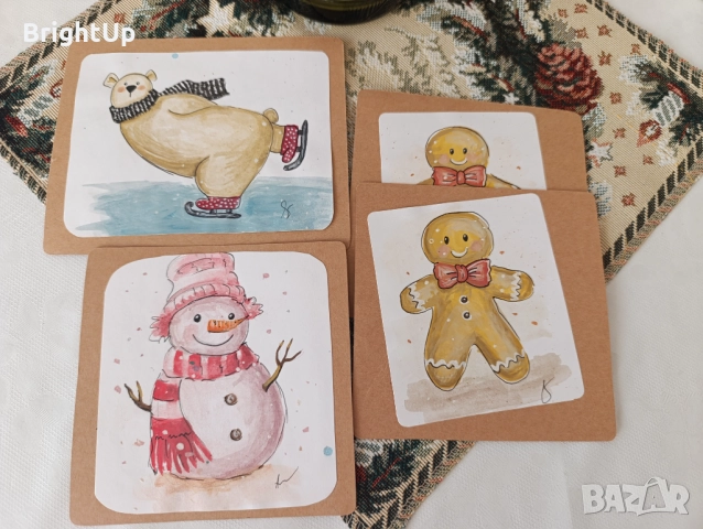 Ръчно рисувани коледни картички