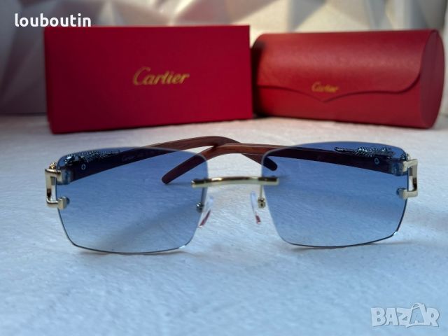 Cartier висок клас слънчеви очила Мъжки Дамски слънчеви с дървени дръжки, снимка 10 - Слънчеви и диоптрични очила - 45607482