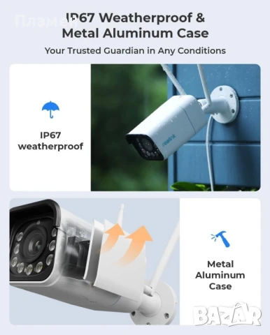 Reolink RLC‑811WA — Smart 8 MP (4K) Wi‑Fi камера с прожектори и 5×, снимка 13 - HD камери - 51146832