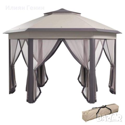 Градинска шатра с шестоъгълен навес, снимка 1 - Градински мебели, декорация  - 46495806
