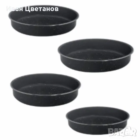 Комплект тави Rosberg 24/26/30/32см., Черни/въгл. стомана с мрам. покр.