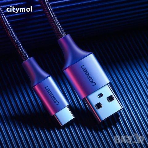 Кабел Ugreen USB to USB Type-C Quick Charge 3.0 3A 0.5m Gray, снимка 2 - USB кабели - 46288909