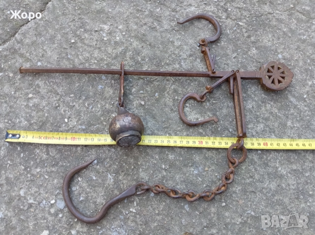 Османски кантар с топуз в Оки кована брадва и кука, снимка 6 - Антикварни и старинни предмети - 52263612