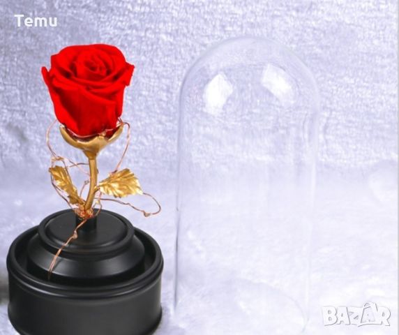 Вълшебна неувяхваща роза в стъкленица с LED светлина. Размер: 8.5 х 18 см; Размер на кутия: 16 х 16 , снимка 4 - Декорация за дома - 45843839