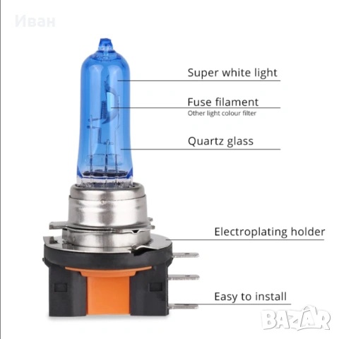 2 бр., H15 халогенни лампи за автомобили 12 V 55 W 6000 K, снимка 3 - Аксесоари и консумативи - 53483986