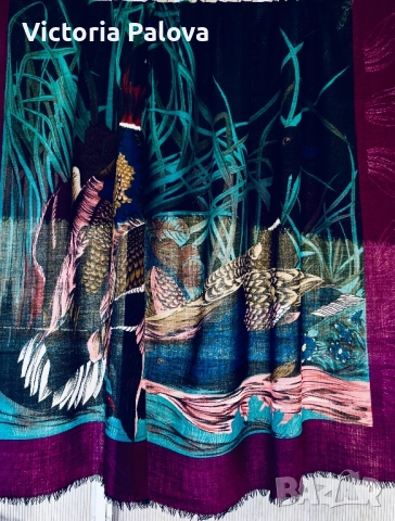 Голям дизайнерски шал - картина тънка вълна, снимка 2 - Шалове - 52905085