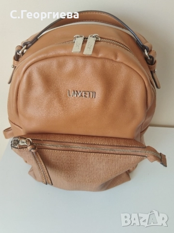 Кожена кафява раница, снимка 4 - Раници - 51643343