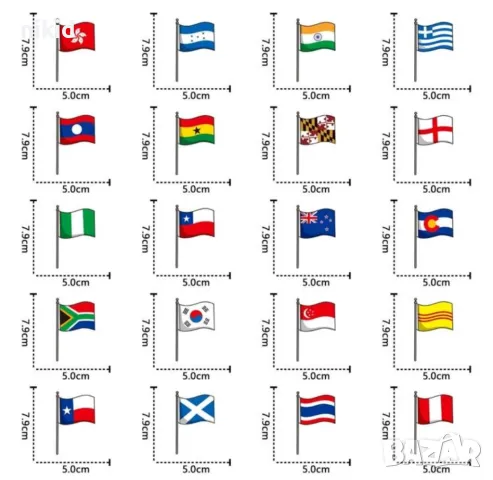 50 бр флаг знаме държави самозалепващи лепенки стикери за украса декор картонена торта парти, снимка 3 - Други - 50262544