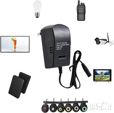 Универсален захранващ адаптер 30W 3-12V DC, снимка 10 - Друга електроника - 51236254