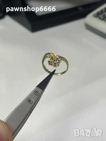 Златен пръстен 14 карата с брилянти 0,12 tcw, снимка 7 - Пръстени - 52202121