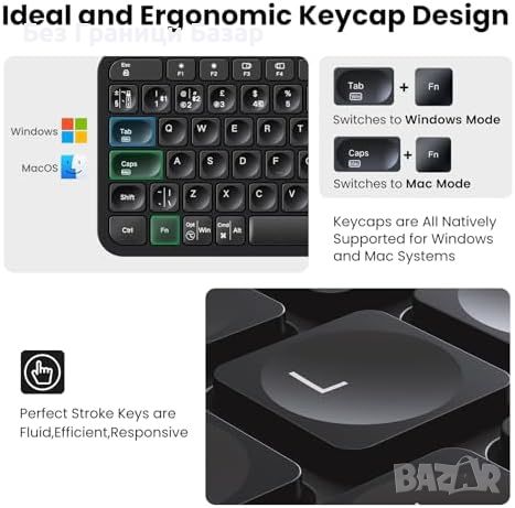 Нов Безжичен Комплект Клавиатура и Мишка UGREEN Bluetooth 5.0, Ергономична, Тиха, снимка 4 - Клавиатури и мишки - 45353362