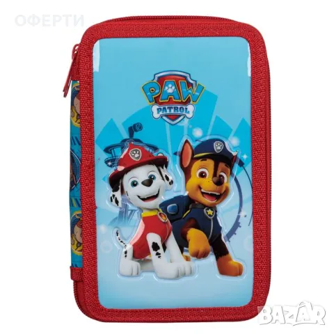 Пълнен двоен Ученически Несесер Paw Patrol 13x20x4 см, снимка 3 - Раници - 46882386