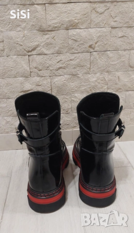 Боти от естествена кожа-лачена-37 номер, снимка 3 - Дамски боти - 52589811